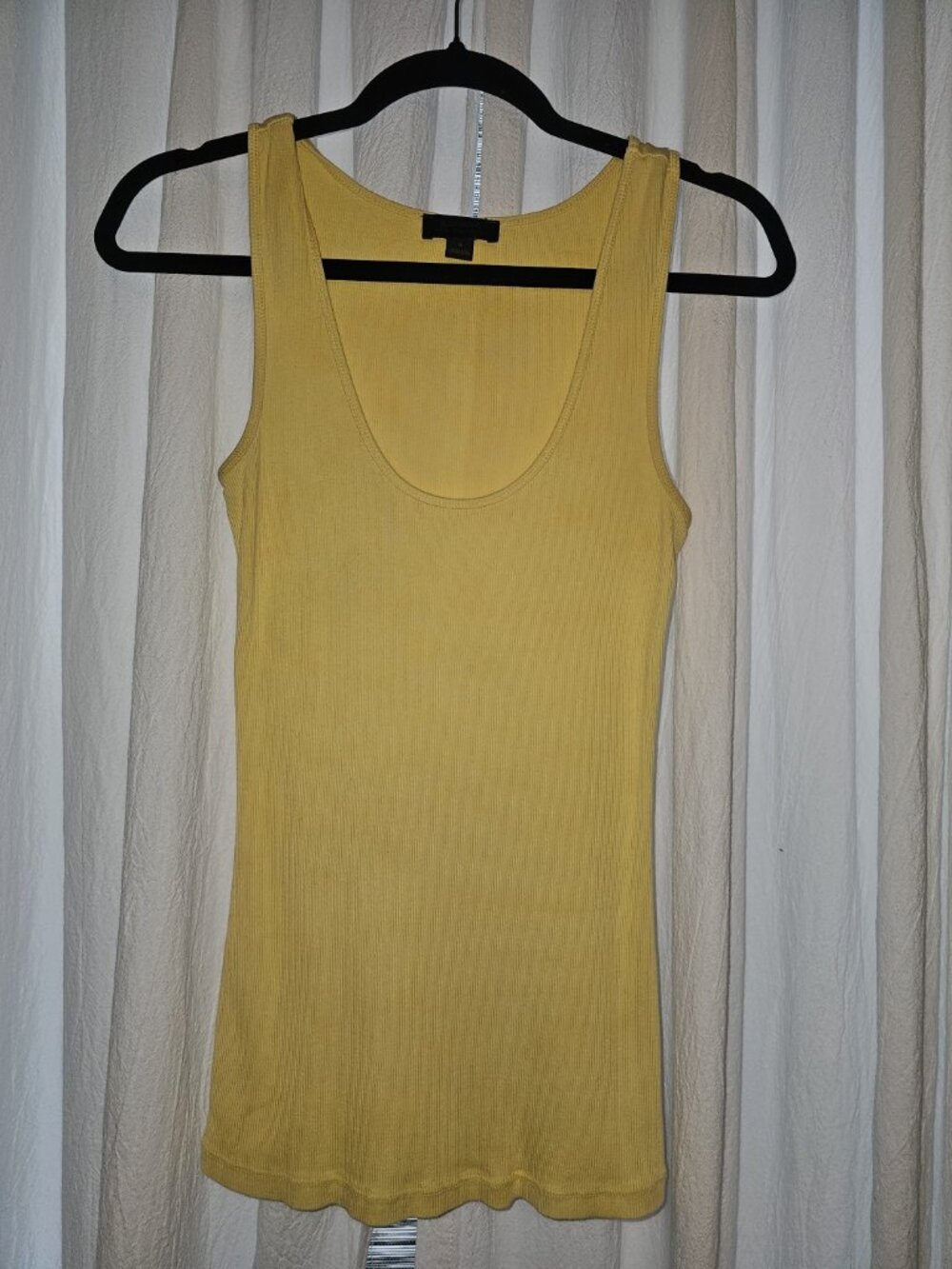 Express Mustard Yellow 100% Cotton Ribbed Scoop Neck Tank Top Size S